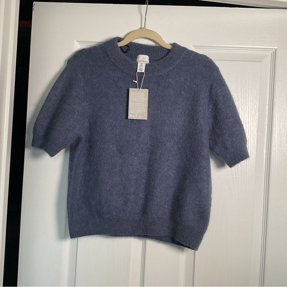 H&M Sweaters - H&M Short Sleeve Blue Sweater, Mohair/Wool blend